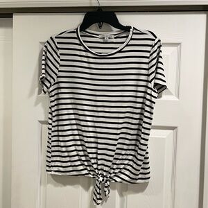 Green Envelope Black and White Striped Knot Tee